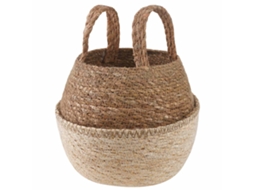 Vidaxl Cachepot Com Alças Branco Ø 22 X 20 Cm 100% Erva Marinha