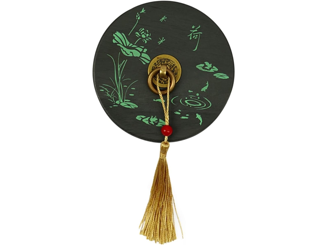 Tinteiro Redondo Com Desenho De Lótus Natural De Verão, 10 Cm (4 Polegadas)