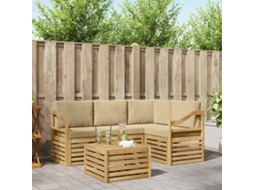 Vidaxl Conjunto De Sofás Para Exterior 5 Pcs Branco E Bege