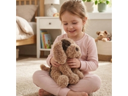 Pelúcia Cachorro Sentado com Orelhas Longas Boneco Decorativo de Tecido Branco CHABERLU