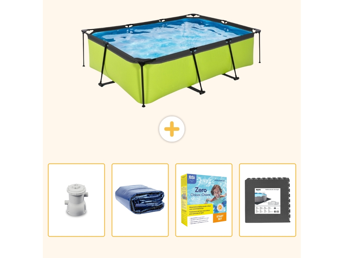 Piscina Exit Retangular 220x150x65 Cm 5 peças Scb68 EXIT TOYS