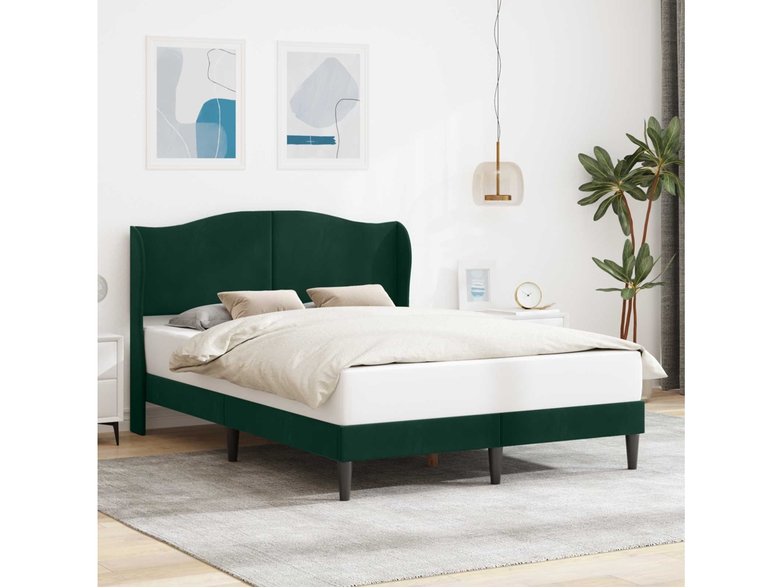 Vidaxl Estrutura da Cama Verde escuro 160 X 200 Cm Veludo