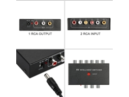 Switcher De Áudio E Vídeo Rca 2 Para 1 Com Controle Automático/manual Para Dvd Câmera Car Dvr Monitor