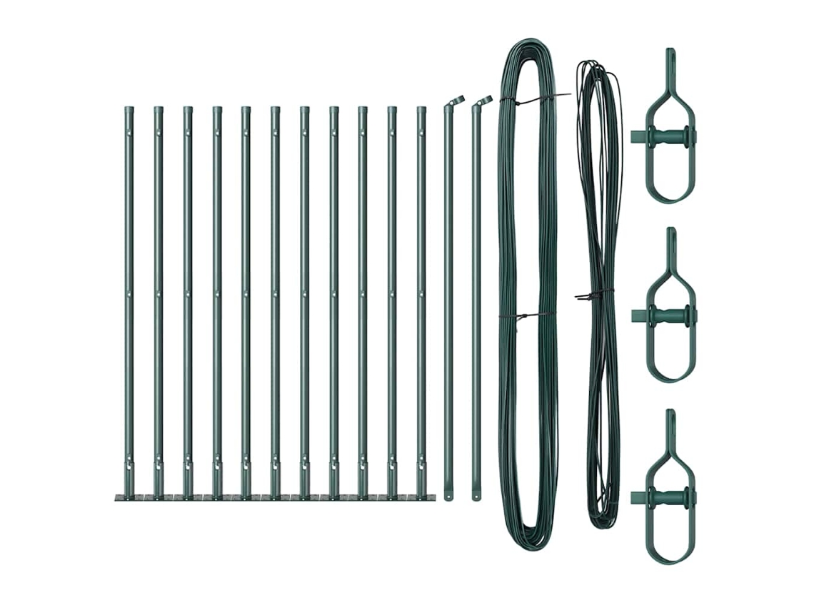 Poste De Cerca 13 Pcs Verde Aço