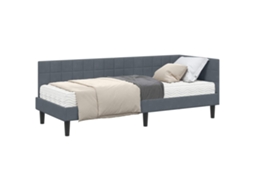 SYFAX™ Estrutura de Cama de Canto com Colchão 2 Pcs Cinzeto Veludo