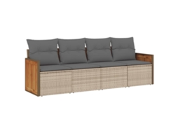 Conjunto de 4 sofás de jardim com almofadões Vime Pe Bege MAISON EXCLUSIVE (4 peças)