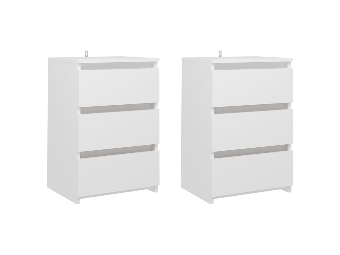 Conjunto 2 Mesa de cabeceira VIDAXL Branco Madeira processada (40x35x62.5 cm)