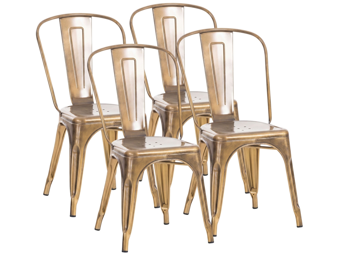 Conjunto De 4 Cadeiras Empilhaveis Benedikt Ouro