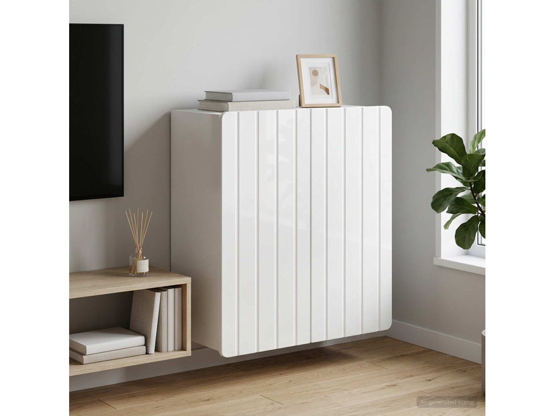 Vidaxl Armário De Parede Branco Brilhante 59 X 31 X 64 Cm