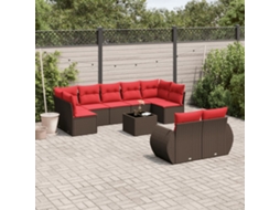 Vidaxl Conjunto De Sofá De Jardim Com 10 Peças E Almofadas Em Rattan Sintético Marrom