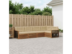 Vidaxl Conjunto De Sofás Para Exterior 5 Unid. Natural E Bege