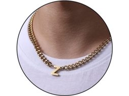 2026 cadena de Eslabón Cubano Con Letra Inicial A z de Acero Inoxidable 6.5mm 18+2 Pulgadas, Regalo de Joyería para Hombre Mujer Niño