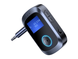 Transmissor Fm YIZHOOD C85 Adaptadores Sem Fio Bluetooth 5.4 Música Estéreo 3 5 Mm Aux Música Sem Perdas Sem Fio com Microfone Led Preto