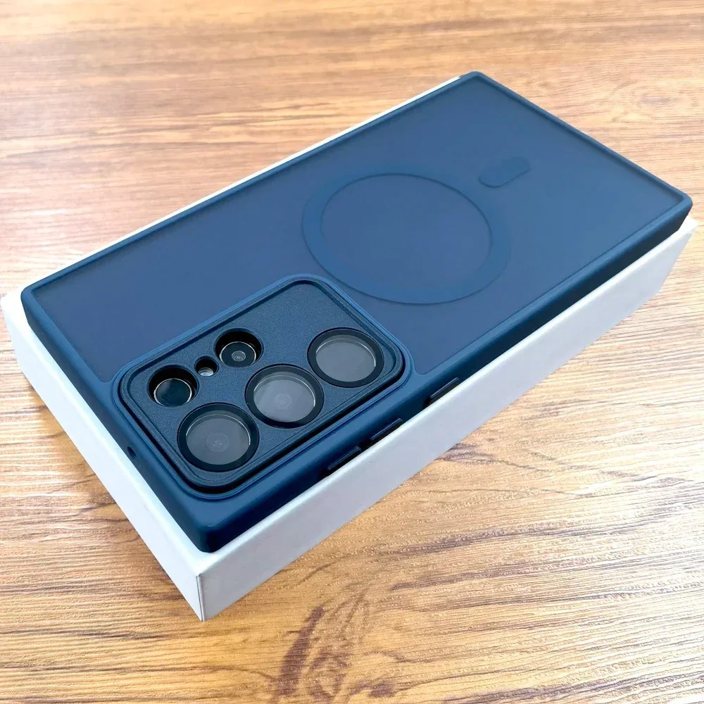 Capa Com Lente De Carregamento Sem Fio Magnético Magsafe (azul Escuro) Para Samsung S24 Plus