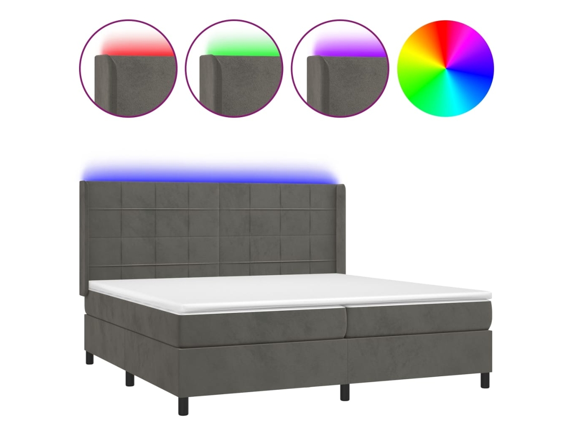 Box Spring Bed, Box Spring Beds Vidaxl Cinzeto Veludo (200 X 200 Cm)