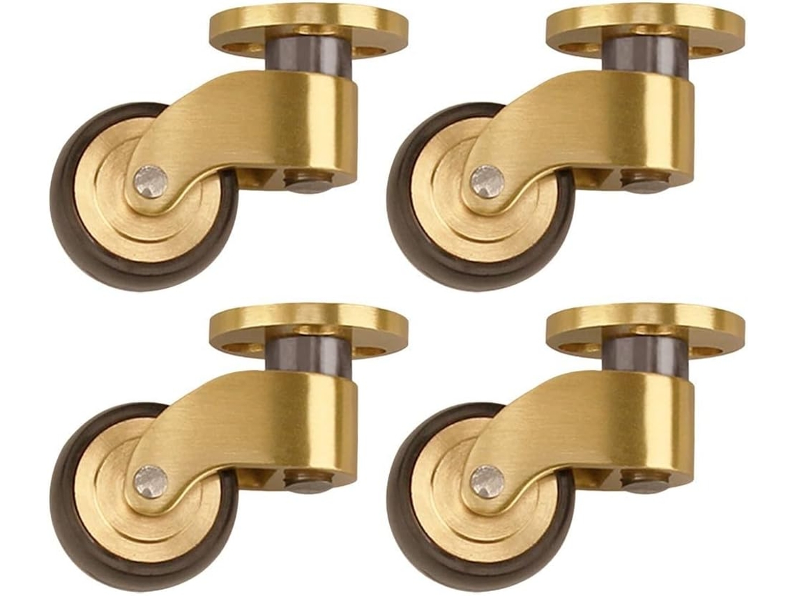 Conjunto De 4 Rodízios Silenciosos De Latão Para Móveis, Com Giro