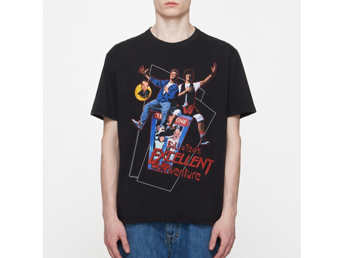 Rockinstone Bill And Ted Flying Black Adult T-shirt Size:xxl