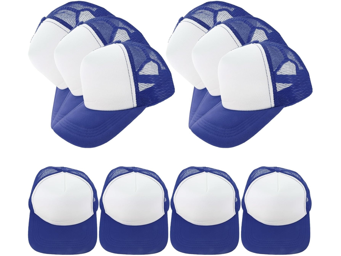 Bonés De Beisebol Respiráveis Com Estampa Sublimada Em Poliéster, Pacote Com 10 Unidades, Azul Mesh.