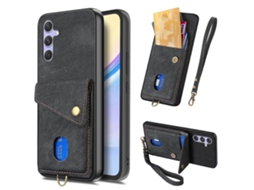 Capa Traseira De Couro Com Suporte Para Cartão Tkdaddy Para Samsung Galaxy A17 5g, Preta