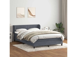 Vidaxl Cama Com Molas/colchão 160x210 Cm Veludo Cinzento-escuro