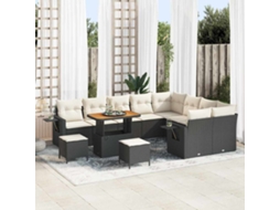 Vidaxl Conjunto De Sofá De Jardim 12 Unid. Preto Vime Pe
