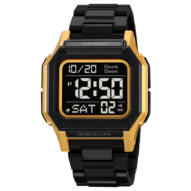 Relógio Digital MDUG com Pulseira de Aço Inoxidável, Casual, Simples