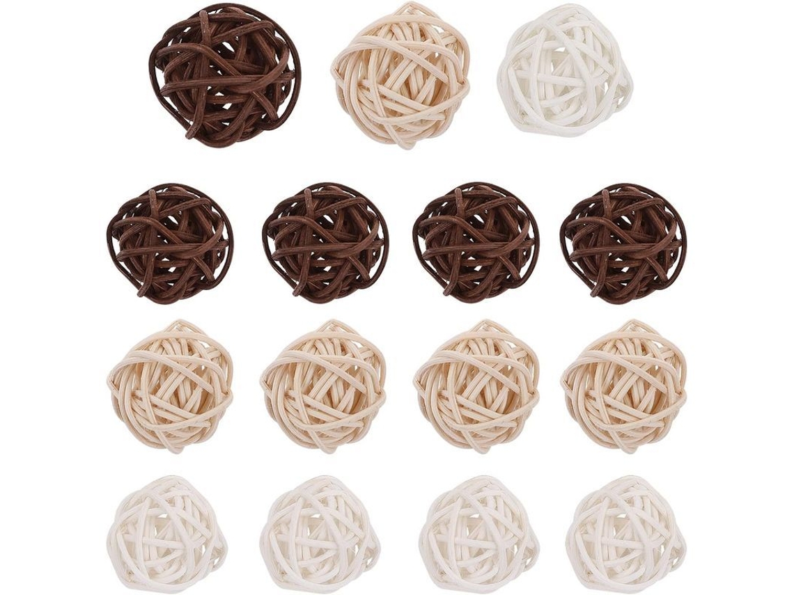 15 bolas de rattan de decoração natural para Natal, Halloween e festas | S/MARCA
