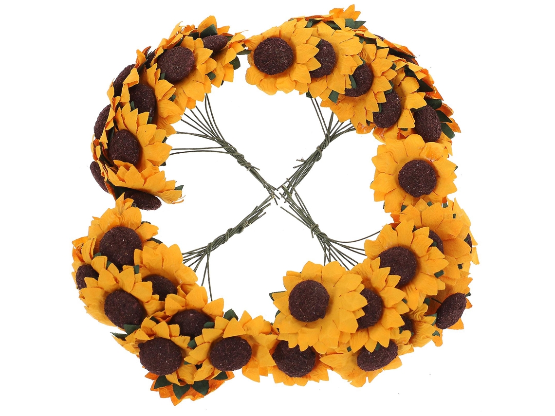 100 Unidades de Girassóis Artificiais de Papel em Miniatura, Chiques, para Decoração de Casamentos e Artesanato AQUAFORGE (laranja)