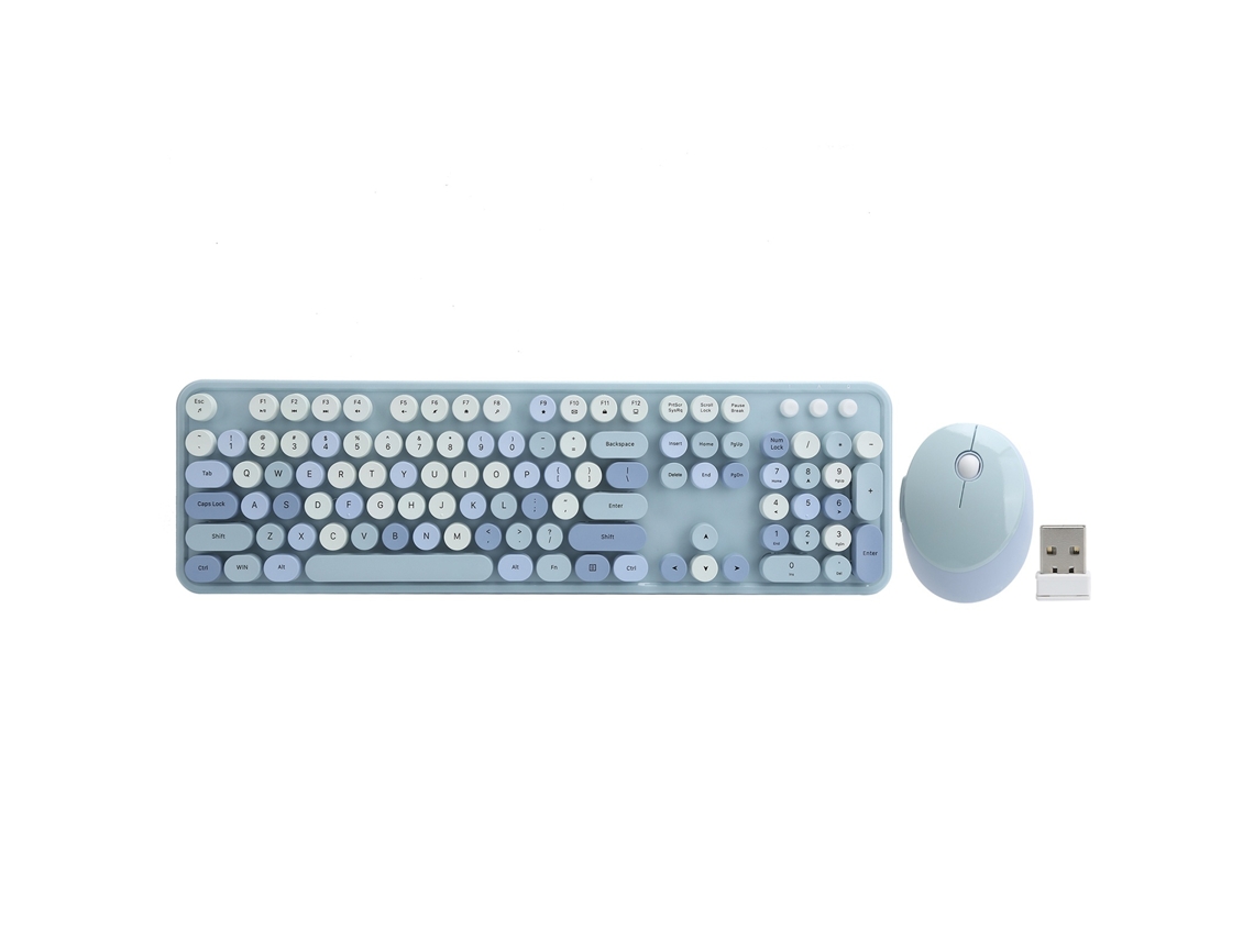 Lurelia Conjunto De Teclado E Mouse Sem Fio Usb Com Design Ergonômico E Mecânico Para Windows Xp 7 8 10 (azul)