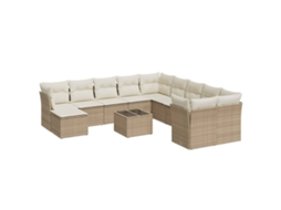 Maison Exclusive - 12 Pcs Conjunto De Sofás P/ Jardim Com Almofadões Vime Pe Bege