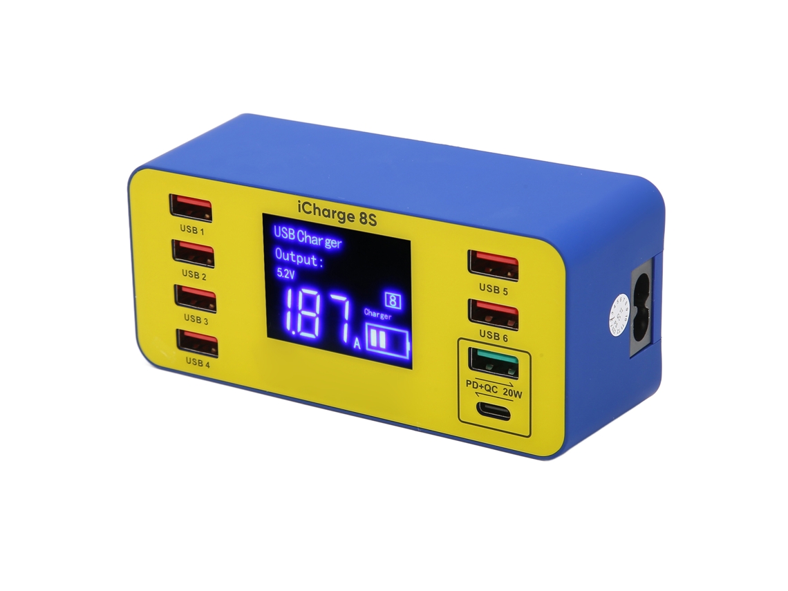 Estação de Carregamento 8 Portas 40W Rápido com Display LCD | S/MARCA