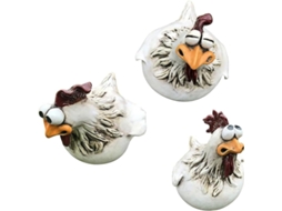 Conjunto De 3 Estátuas Decorativas De Galinhas Sentadas Em Uma Cerca Para Jardim, Pátio, Gramado Ou Gokoco