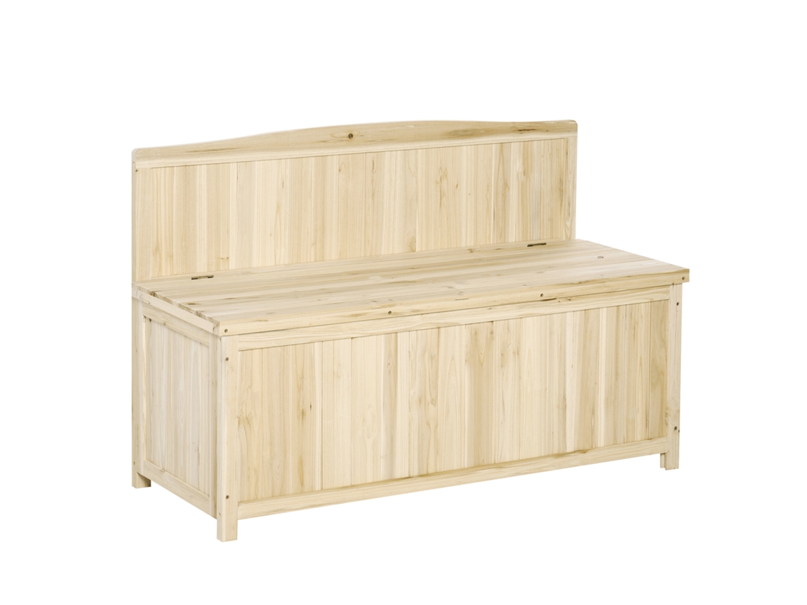 Banco Externo de Madeira Abeto Natural com Encosto, para Jardim e Terraço, 115x45x75cm | S/MARCA