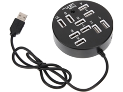 Hub Usb 2.0 De 10 Portas Com Conectores Usb, Material Abs, Baixo