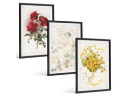 Conjunto De Pinturas Rosas, Vermelho, Branco, Figura Espelharte (3 Peças 40x60 Cm)