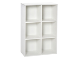Estante para Livros Estante de Madeira 3 Níveis com 6 Compartimentos Armazenamento 65.5x30x97.5cm Branco FYNTERA EUROPA