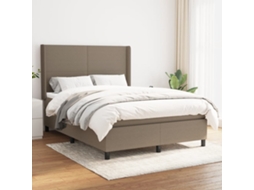 Vidaxl Cama Com Molas/colchão 140x200 Cm Tecido Castanho-acinzentado