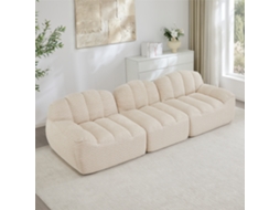 Sofá Modular 3 Lugares Com Espuma 32d E Assento Profundo, Bege E Branco