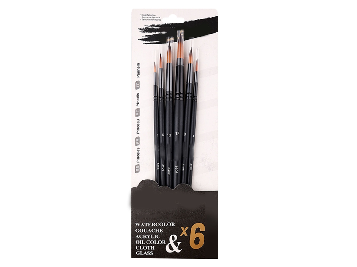 Set De 6 Pincéis Profissionais De Pintura Acrílica Com Cerdas De Nylon Para Acuarela E Arte Artist Kit