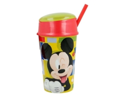 Copo Infantil Para Lanche Com Compartimento E Canudo 400ml Decoração De Desenho Animado
