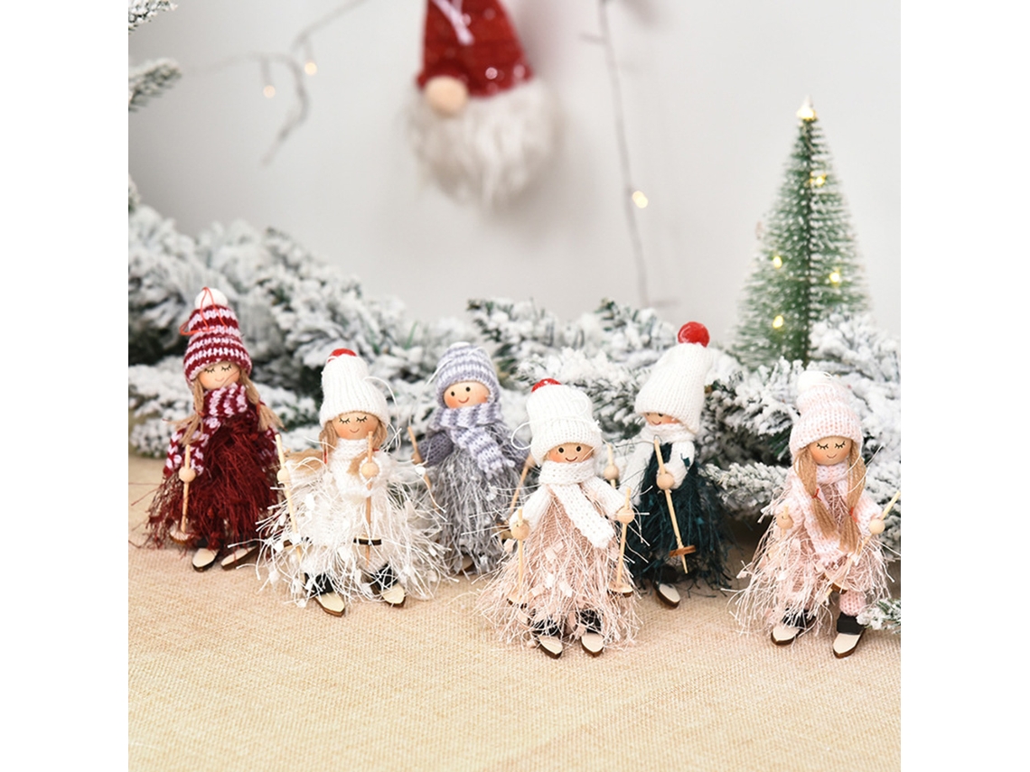 Boneca de Esqui Menino e Menina para Decoração de Natal, Enfeite de Árvore