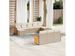 Vidaxl 10 Pcs Conjunto De Sofás P/ Jardim Com Almofadões Vime Pe Bege