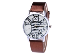 Reloj De Pareja Unisex De Cuarzo Con Correa De Cuero Pu Zhoulianfa (café)