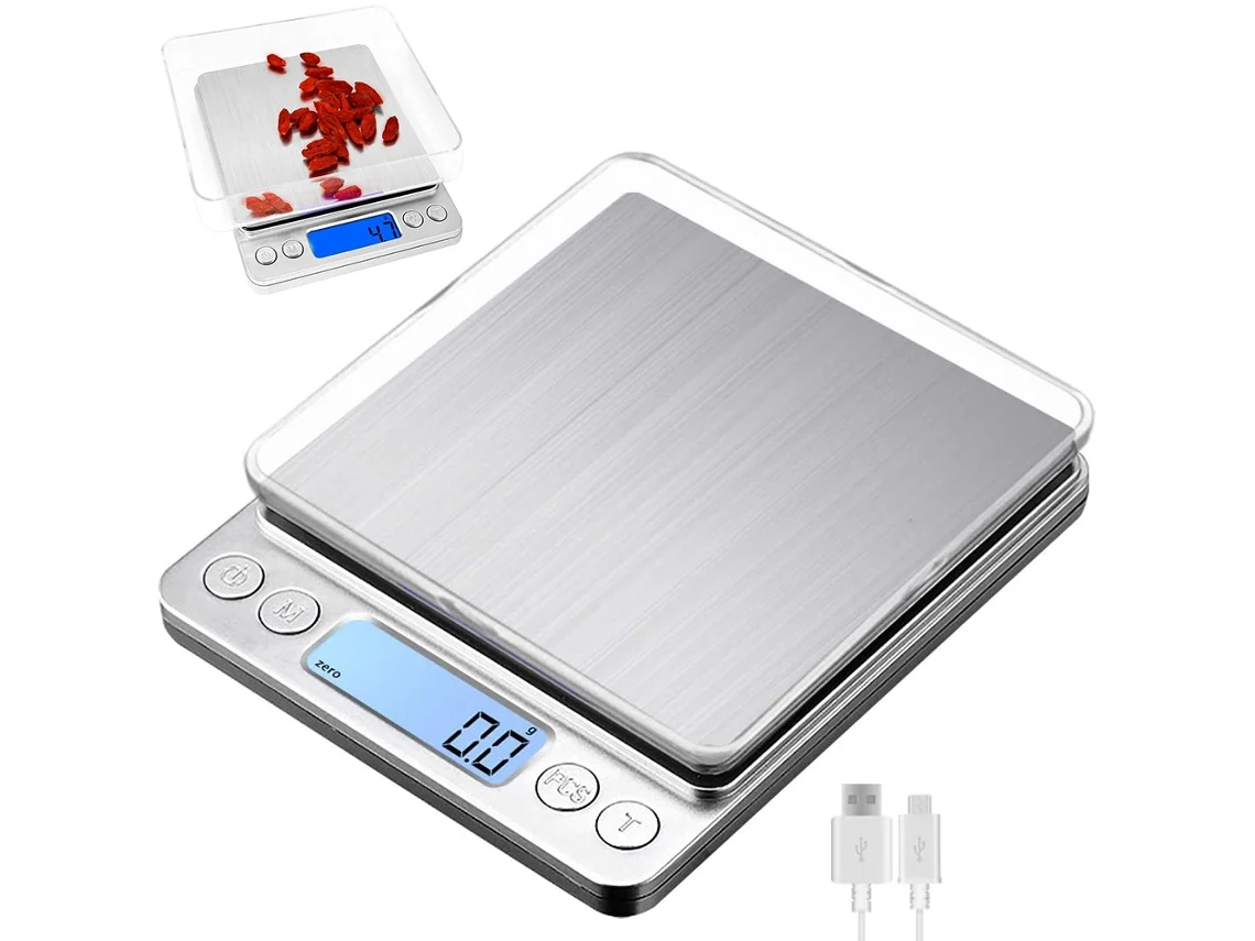 Balança De Cozinha Digital Com Carregamento Usb 0 1g / 3kg Fina Eletrônica Função Psc Tara Display Lcd Conversão 6*