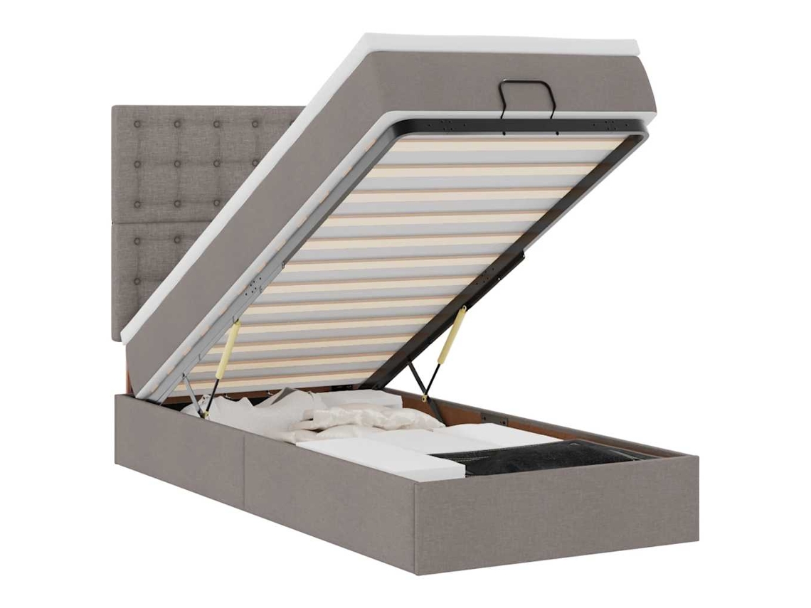 Cama Otomana com Colchão Leds Tecido Cinza Acastanhado MAISON EXCLUSIVE (90x200 cm)