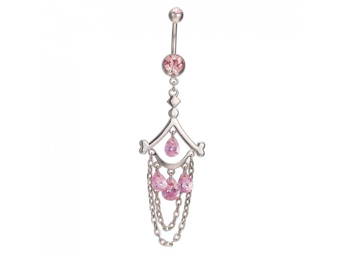 Anel De Pérola Gota Zircão Aço Inoxidável Bijuteria Piercing Corpo Rosa