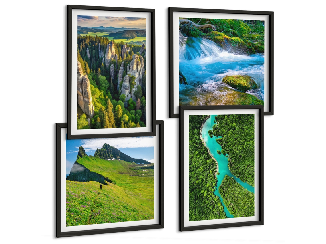 Galeria De Pinturas Murais Paisagens, Praia, Penhascos, Cidade Moldura Preta Imagens Para Um Quarto Infantil Espelharte (conjunto De 4 Imagens)