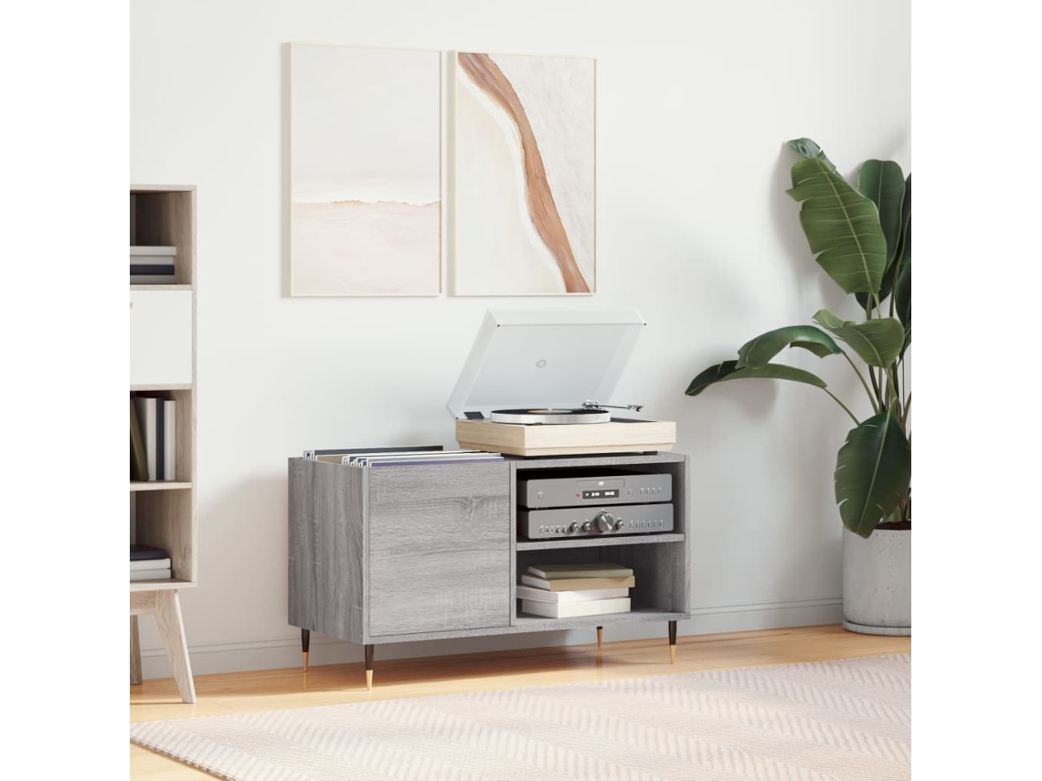 Vidaxl Armário P/ Discos 85x38x48 Cm Derivados Madeira Cinzento Sonoma