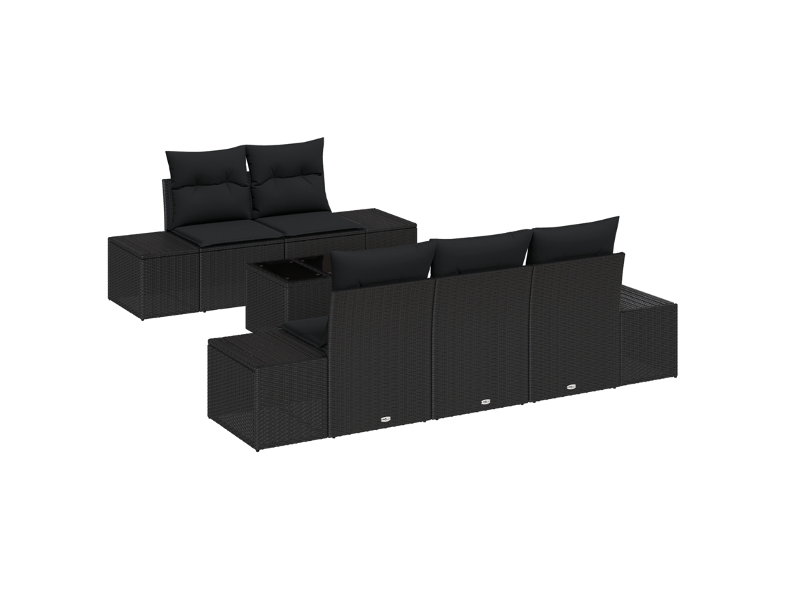 Conjunto De Sofá De Jardim Vidaxl Preto Vime Pe (55 X 55 X 37 Cm)