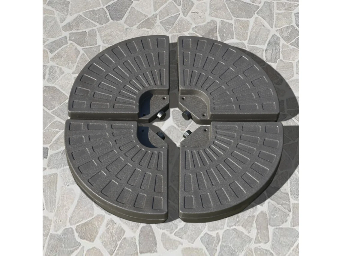Base para Chapéu de Sol S/MARCA, 4 partes, recarregável, areia ou água, 100x100x10,5cm, marrom